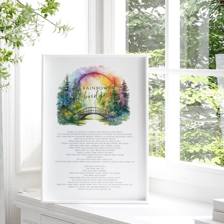 Rainbow Bridge Poem Tribute Wall Art Print Unframed Paper Poster 24x36in