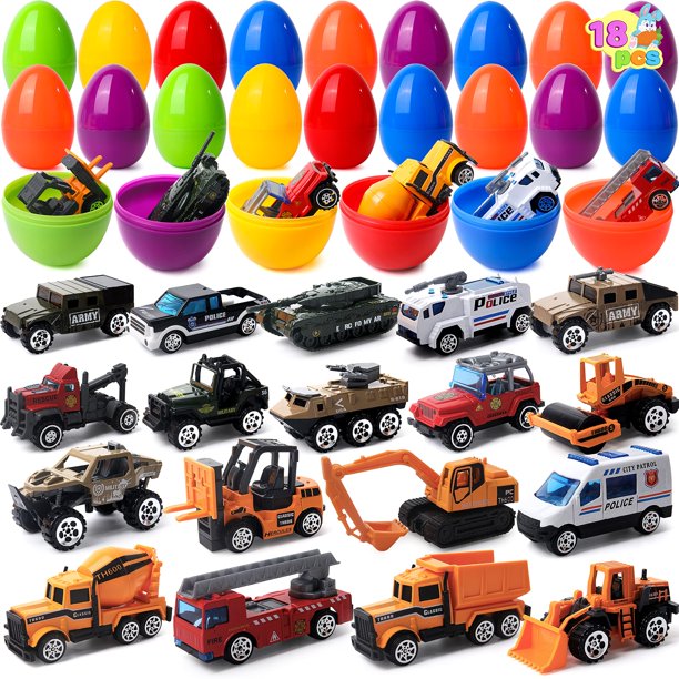 Huevos de Pascua gigantes rellenos con vehículos fundidos JOYIN, 18 unidades