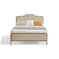 thumbnail image 3 of light Camel queen size bed with metal frame solid wood ribs and foam upholstery, 3 of 8