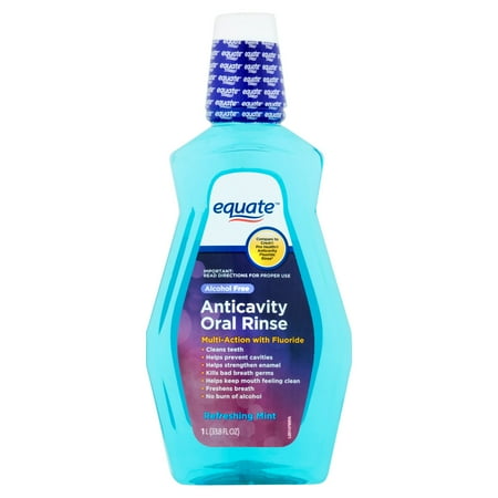- (2 pack) Equate Alcohol Free Refreshing Mint Anticavity Oral Rinse, 33.8 Oz