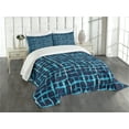 thumbnail image 3 of Ambesonne Watercolor Quilted Bedspread Set 3 Pcs, Pool Inspired Design, King Size, Navy Blue Sky Blue, 3 of 5