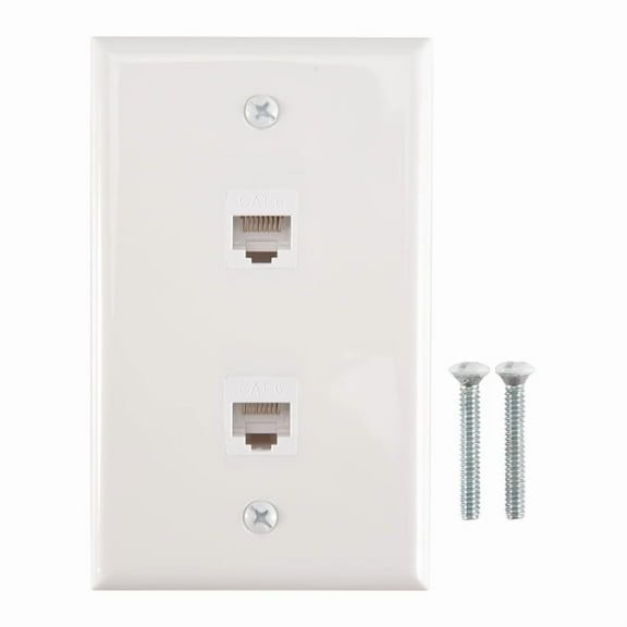 1 Pack 2 Port Ethernet Wall Plate, Cat6 Female to Female Wall Jack RJ45 Inline Coupler W ma3084