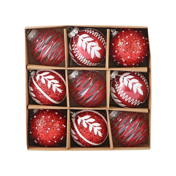 VERUGU 9Pcs Christmas Balls 3.14 inch for Xmas Tree Decoration Hanging Irregular Ball Pendant Home Xmas Party Supplies Black Balls Drop Ornaments, Christmas Gifts on Clearance