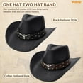 thumbnail image 6 of WHIPPY Cowboy Hat for Men Women Western Cowgirl Hat Wide Brim Straw Hat with 2 Pcs Hatbands, 6 of 9