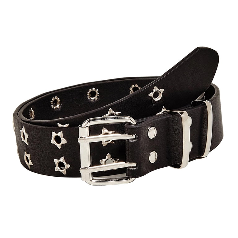 Grommet Belt WERFORU Double Grommet Belt PU Leather Punk suit for waist  main image 4