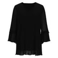 thumbnail image 5 of UTSJKR Sparkly Peplum Tops for Women V Neck 3/4 Ruffle Bell Sleeve Tiered Hem Tunic Tops Wedding Guest Outfits for Party Black S, 5 of 6