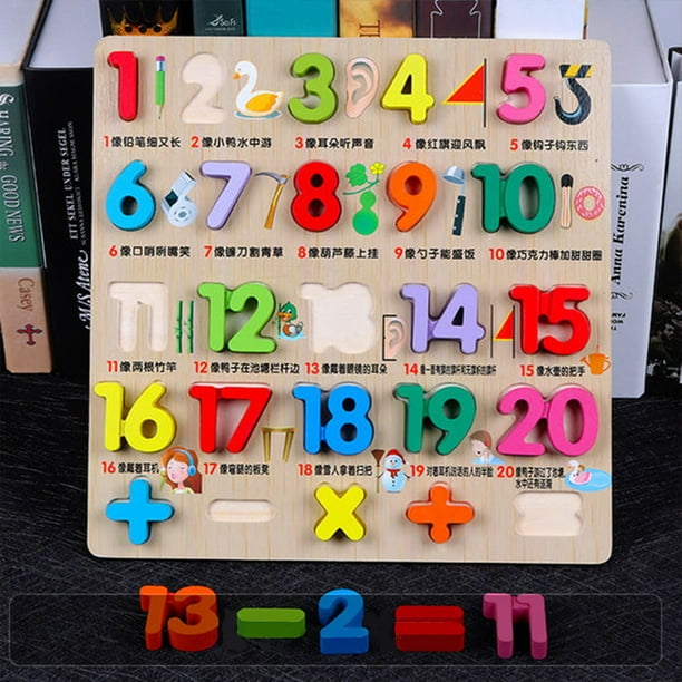 wooden number puzzle match board math game early learning toys color