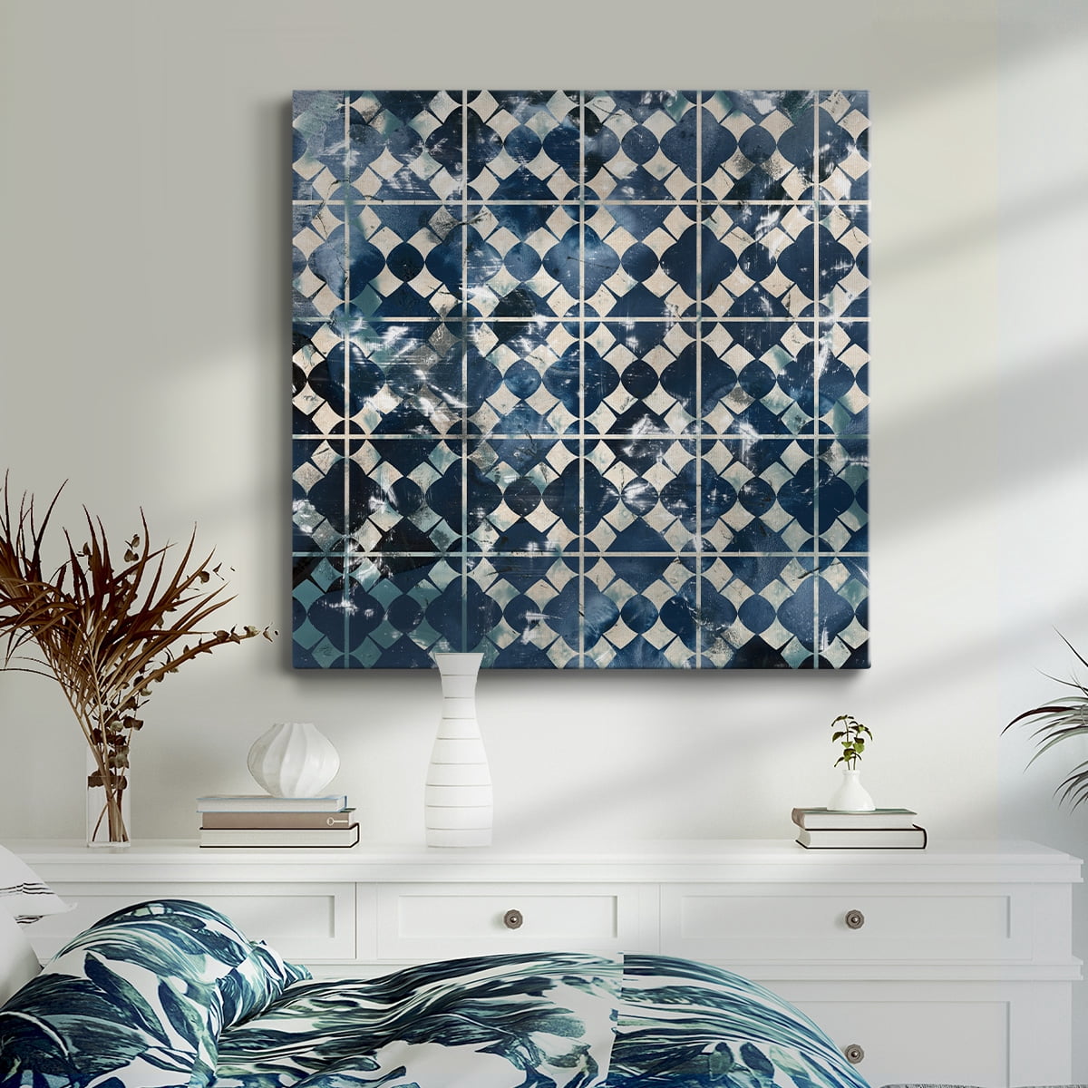 Wexford Home Tile-Dye V-Premium Gallery Wrapped Canvas, 32" x 32" - Ready to Hang