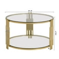 thumbnail image 5 of DreamBuck 31.5" Tempered Glass Coffee Table, Modern 2-Tier Gold Tea Table with Lower Shelf, Luxury Center Tables with Golden Metal Frame for Home Living Room Furniture, 5 of 8