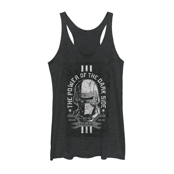 Women's Star Wars: The Rise of Skywalker Cracked Kylo Racerback Tank Top Black Heather 2X Large