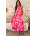 thumbnail image 5 of Women's Rose Abstract Printed High Neck Knotted Nape Sleeveless Maxi Dress | [ZhiHiMeRi] | (US 12-14)L, 5 of 12