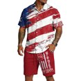 thumbnail image 2 of Men's US 250 Years Anniversary 2 Piece Summer Outfits Casual Patriotic Short Sleeve Button Down Shirt Beach 4th of July Loose Shorts Sets, 2 of 6