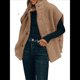 thumbnail image 2 of Chaleco de Felpa para Mujer, Informal, Extragrande, Cálido, con Botones y Bolsillos Marrón M, 2 of 9