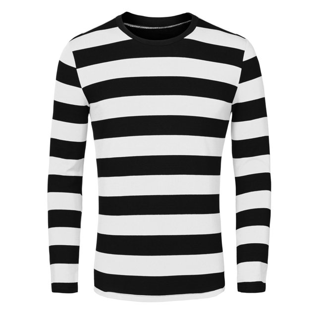 CamisePaHombres Cuello Redondo Mangas Largas Estampado de Rayas Blanco Rayas 56