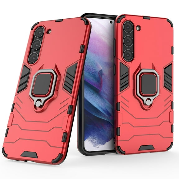 Allytech for Samsung Galaxy S22 Plus 5G Case with Tempered Glass Screen Protector, Ring Holder Kickstand Full Body Heavy Duty Rugged Tough Hybrid Bumper Case Cover for Samsung S22 Phone, Red