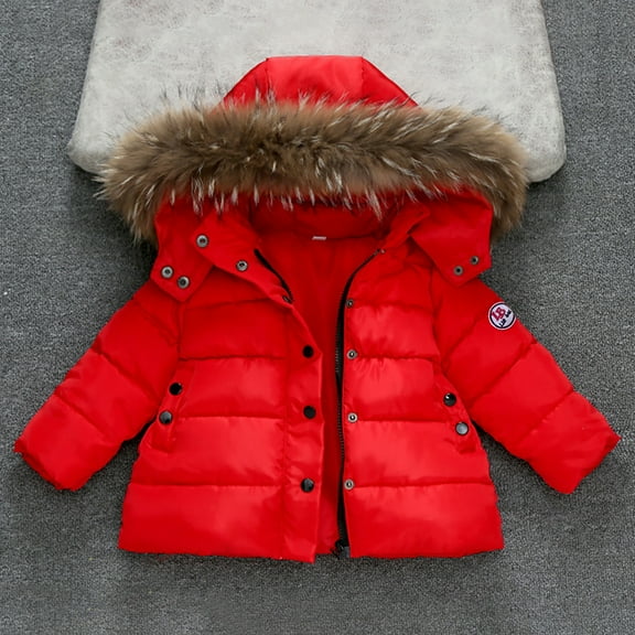 Girl Winter Coats Heavyweight Hooded Puffer Jacket Warm Long Sleeve Boys Girls Padded Zip Thick Outwear Kids Boys Snow Girls Coat&jacket Red,4-5 Years