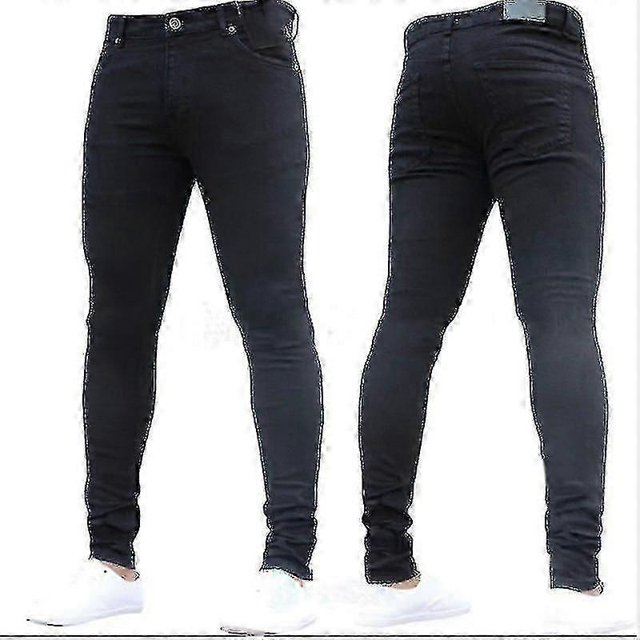 Men Stretch Denim Skinny Jeans Casual Solid Long Pants Ankle Trousers