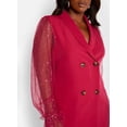 thumbnail image 4 of Rebdolls Women's Mesh Sleeve Mini Blazer Dress - Fuchsia - L, 4 of 6