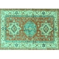 thumbnail image 1 of Ahgly Company Indoor Rectangle Geometric Turquoise Blue Traditional Area Rugs, 2' x 5', 1 of 4