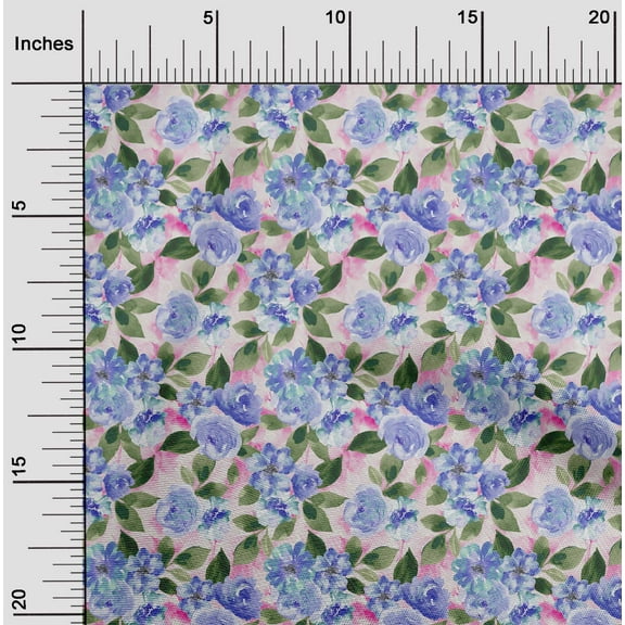 oneOone Cotton Jersey Lavender Blue Fabric Rose Buds Floral Fabric For Sewing Printed Craft Fabric By The Yard 58 Inch Wide