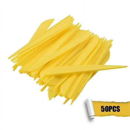 Symkmb Arrows Vanes 4 Inch Plastic Fletching for DIY Archery Arrows 50 Pack(Yellow) TPU Yellow