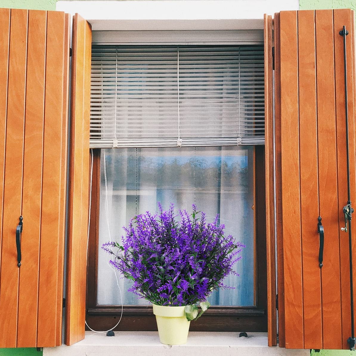 8 Bundles Artificial Lavender Flowers, Faux Outdoor Lavender Flowers UV Resistant Fake Lavender Plants for Garden Porch Window Box Filler Indoor Home Decoration  (Purple)