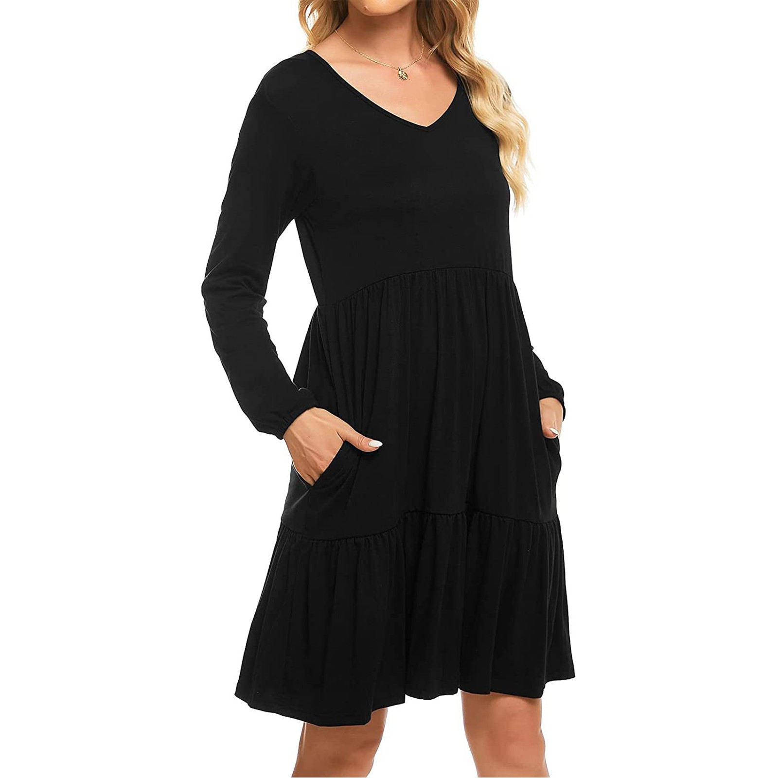 Women's Dresses 2022 Casual Autumn Long Sleeve Layered Loose Dress