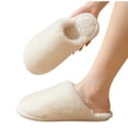 thumbnail image 5 of Wensltd Fuzzy Slippers for Women Winter Indoor and Outdoor Solid Color House Shoes with Memory Foam, 5 of 5