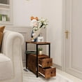 thumbnail image 3 of End Table Narrow Side Table with 2 Wooden Drawer, Nightstand Sofa Table for Small Spaces, Small End Table with Storage for Living Room,Bedroom, Rustic Brown and Black 24in, 3 of 8