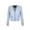 Sky Blue, variant on Womens Tweed Cropped Jacket with Pockets,Deep V Blazer Feather Trim,Feather Cuffs,Invisible Button Closure,Long Sleeve,Real Pocket