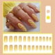 thumbnail image 2 of Uñas postizas medianas, uñas postizas de almendra, uñas postizas de remolino amarillo, uñas postizas acrílicas lindas para mujeres y niñas, 24 piezas, 2 of 5