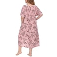 thumbnail image 6 of Women Plus Size Nightgown,Silk-like Lace Short Sleeve Ploral Loose Sleepwear, 6 of 7