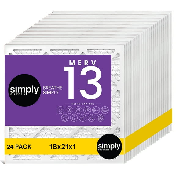 Simply Filters 18x21x1 MERV 13, MPR 1500, AC Furnace HVAC Air Filter (24 Pack)
