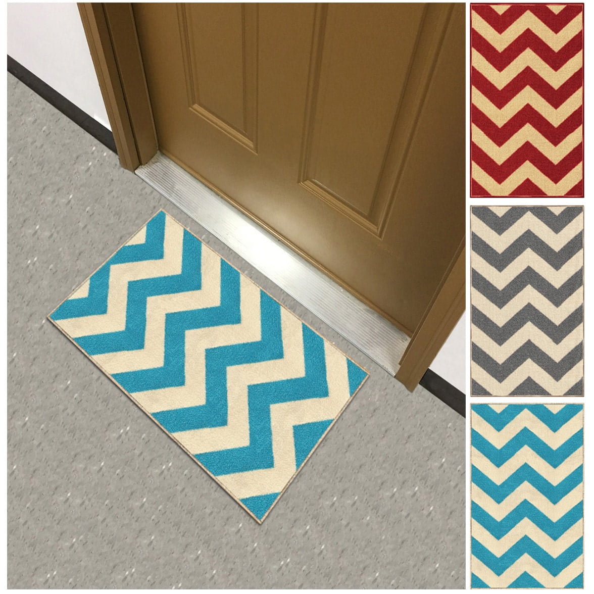 Kapaqua Chevron Zig Zag Non-slip Rubber Backed Doormat Accent Rug (1'6 x 2'7) by Overstock