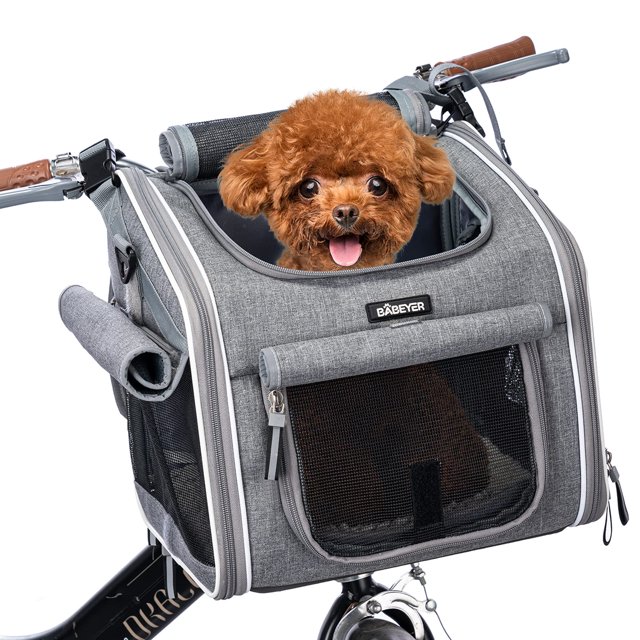 Cesta de bicicleta para perros BABEYER, transportín para mascotas expandible con lados blandos