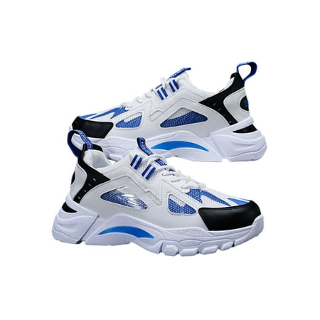 

Eloshman Mens Sneakers Sport Running Shoe Fitness Workout Athletic Shoes Outdoor Fashion Breathable Trainers Slip Resistant White Blue 8.5
