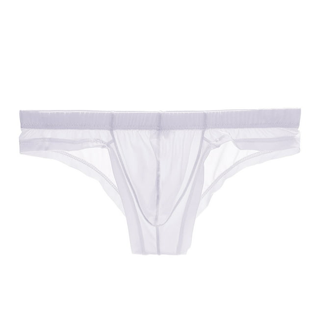 Pitauce Mens Ice Silk Thongs See Through Briefs Low Rise String Bikini Underwear Sheer Cheeky Underpants
