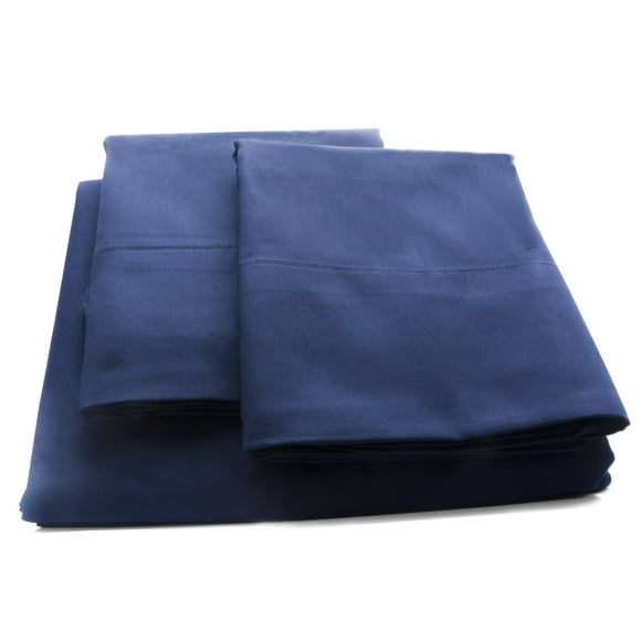 Pacific Linens | Luxurious Soft 4 Piece Bed Sheet Set with Deep Pockets | 100% Cotton | Wrinkle, Fade & Stain Resistant | 500 Thread Count | Cal King Size | Navy Blue
