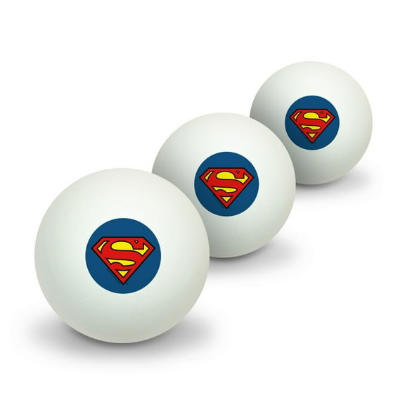 Superman Classic S Shield Logo Novelty Table Tennis Ping Pong Ball 3 Pack