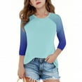 thumbnail image 2 of SERTG T-Shirt Mode Enfant Col Rond Manches 3/4 Imprimé Col Rond pour Été et Printemps 4-15 Ans (Vert Menthe3,13 Ans), 2 of 7