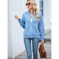 thumbnail image 3 of Womens Jacket Coat Casual Stand Collar Zip Up Fall Fashion Jackets Outfits with Pockets Blue L, 3 of 8