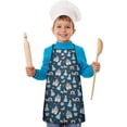 thumbnail image 2 of Dark Blue Princess Castle Pattern Kids Aprons for Girls and Boys,Adjustable Neck Strap Toddler Aprons for Kids Cooking Baking,23.6"x19", 2 of 7