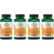Swanson Folic Acid B-Vitamin Supplement, Supports Prenatal Health & Heart Health, 250 Capsules, 800 mcg (4-pack)