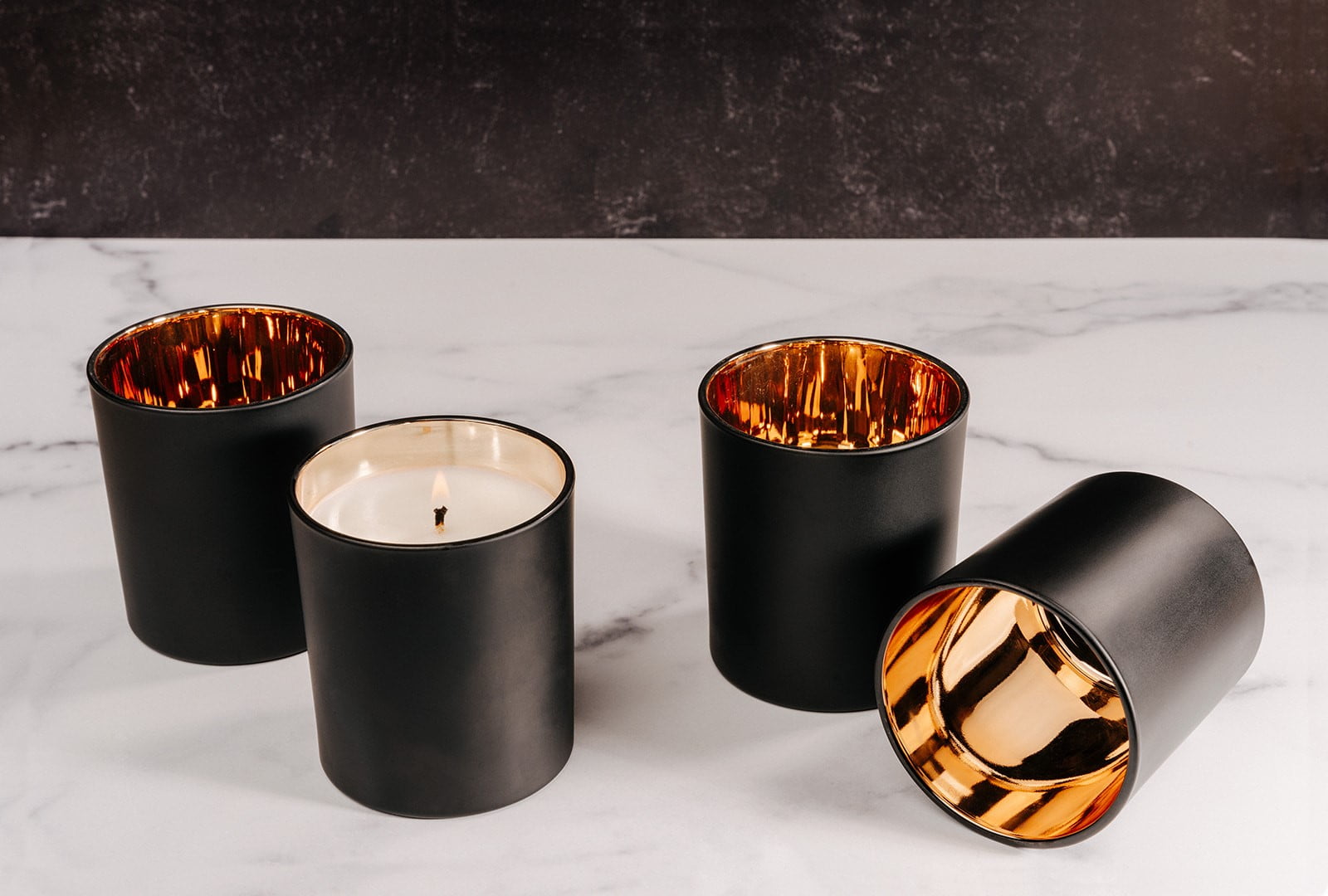 EOTW Candle Supply 10 oz. 12 Pack Empty Luxury Matte Black Copper Gold Reflective Jars for Candle Making.