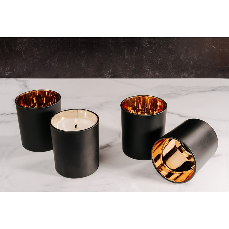 EOTW Candle Supply 10 oz. 12 Pack Empty Luxury Matte Black Copper Gold  Reflective Jars for Candle Making. 