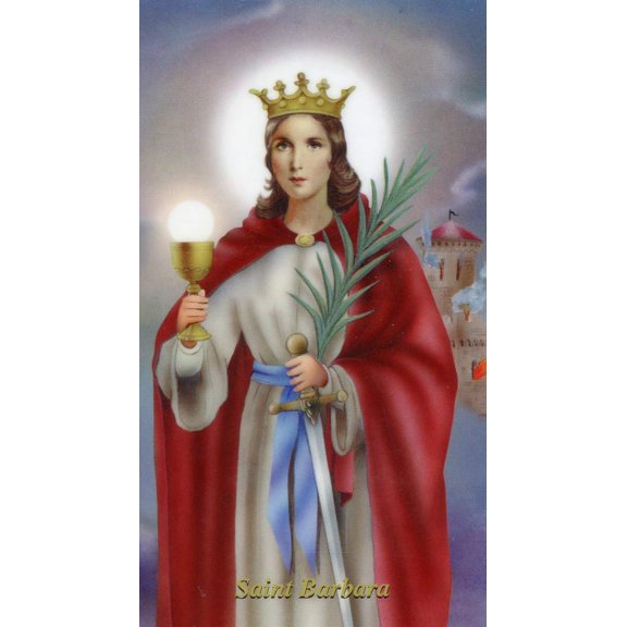 St. Barbara - Relic Laminated holy card - Blessed by Pope Francis