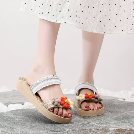 

NECHOLOGY S Women Slippers Fashion Spring And Summer Women Slippers Thick Bottom Flat Bottom Slip On Slippers for Women Size 10 C 6.5
