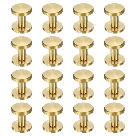 Uxcell 16 Pcs Brass Chicago Screws 12mm Height Flat Head Screw Binding Rivets