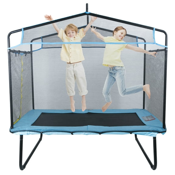 SKYSHALO Kids Trampoline with Enclosure Net and Gymnastics Bar, 6 ft