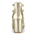 thumbnail image 3 of BLISSFUL STEP Women's Shoes Strappy Roman Block Heel Sandals Gold 7.5, 3 of 9
